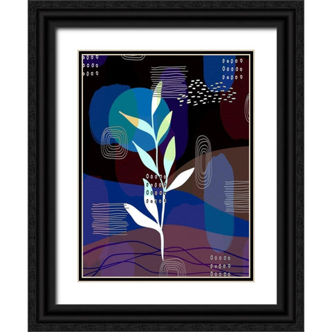 Botanical Abstract 434 Black Ornate Wood Framed Art Print with Double Matting by Bolokofsky, Ronald