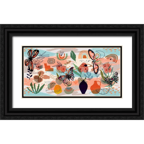 Butterfly Collage 107 Black Ornate Wood Framed Art Print with Double Matting by Bolokofsky, Ronald