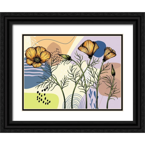 California Poppies Black Ornate Wood Framed Art Print with Double Matting by Bolokofsky, Ronald