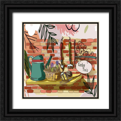 Garden Tools 485 Black Ornate Wood Framed Art Print with Double Matting by Bolokofsky, Ronald