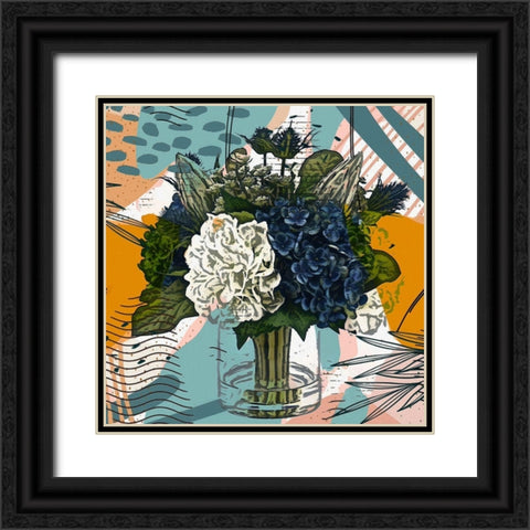 Hydragnea and Peonies Black Ornate Wood Framed Art Print with Double Matting by Bolokofsky, Ronald