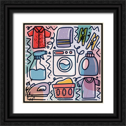 Laundry Black Ornate Wood Framed Art Print with Double Matting by Bolokofsky, Ronald