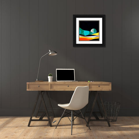 Mid Century Abstract 584 Black Ornate Wood Framed Art Print with Double Matting by Bolokofsky, Ronald
