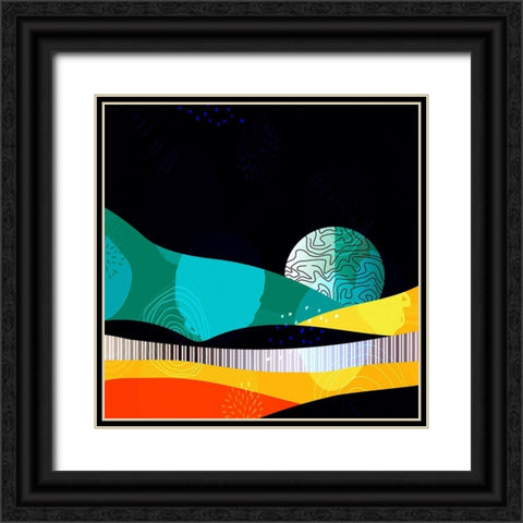 Mid Century Abstract 584 Black Ornate Wood Framed Art Print with Double Matting by Bolokofsky, Ronald