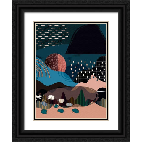 Mid Century Landscape 481 Black Ornate Wood Framed Art Print with Double Matting by Bolokofsky, Ronald