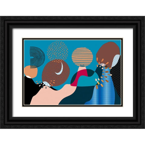 Mid Century Shapes 533 Black Ornate Wood Framed Art Print with Double Matting by Bolokofsky, Ronald