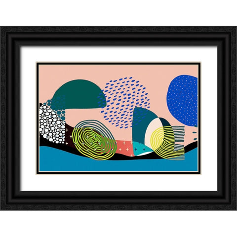 Mid Century Shapes 534 Black Ornate Wood Framed Art Print with Double Matting by Bolokofsky, Ronald