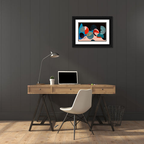 Mid Century Shapes 535 Black Ornate Wood Framed Art Print with Double Matting by Bolokofsky, Ronald