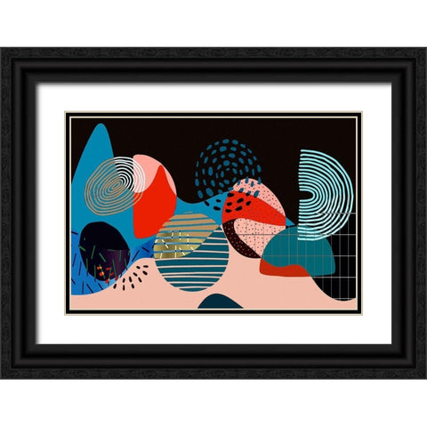 Mid Century Shapes 535 Black Ornate Wood Framed Art Print with Double Matting by Bolokofsky, Ronald