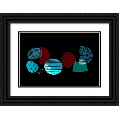 Mid Century Shapes 635 Black Ornate Wood Framed Art Print with Double Matting by Bolokofsky, Ronald