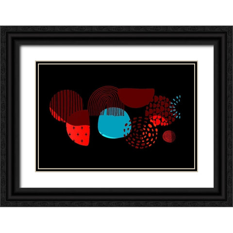 Mid Century Shapes 636 Black Ornate Wood Framed Art Print with Double Matting by Bolokofsky, Ronald