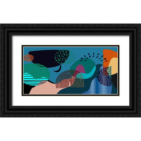 Mid Century Shapes 832 Black Ornate Wood Framed Art Print with Double Matting by Bolokofsky, Ronald