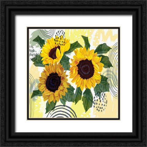 Sunflower Garden Bouquet Black Ornate Wood Framed Art Print with Double Matting by Bolokofsky, Ronald