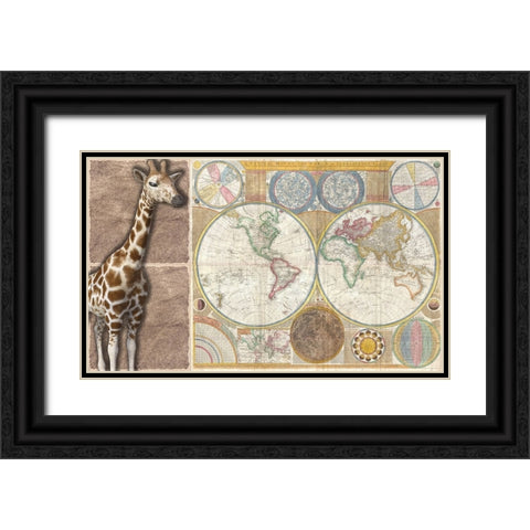 African Map Black Ornate Wood Framed Art Print with Double Matting by Phillip, Jamie