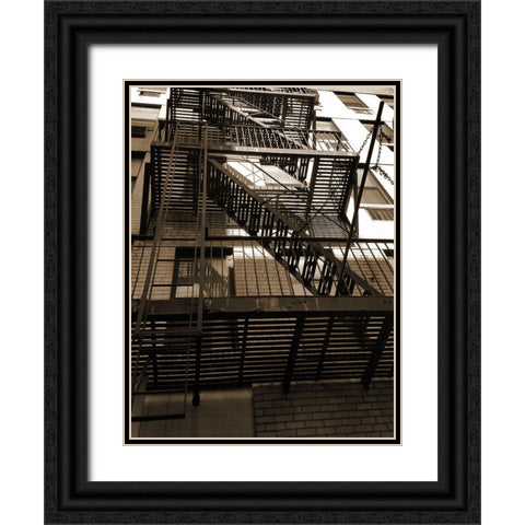 Fire Escape New Your Black Ornate Wood Framed Art Print with Double Matting by Phillip, Jamie
