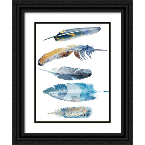 Feather Fluff Black Ornate Wood Framed Art Print with Double Matting by Phillip, Jamie