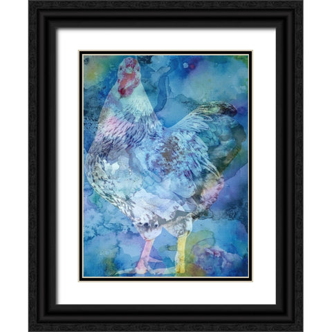 Rooster Black Ornate Wood Framed Art Print with Double Matting by Phillip, Jamie