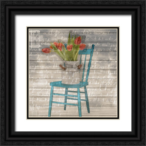 Garden Chair 1 Black Ornate Wood Framed Art Print with Double Matting by Phillip, Jamie