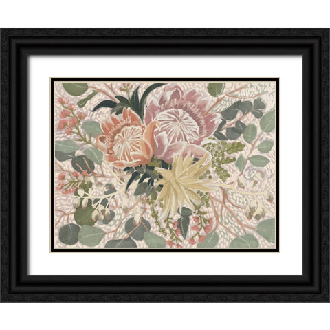 Floral Blush I Black Ornate Wood Framed Art Print with Double Matting by Urban Road