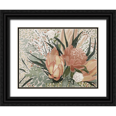 Floral Blush II Black Ornate Wood Framed Art Print with Double Matting by Urban Road