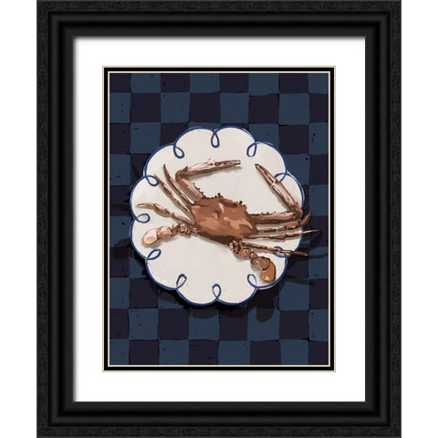 Crustacean Deep Blue Black Ornate Wood Framed Art Print with Double Matting by Urban Road