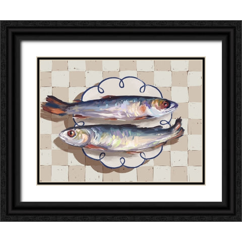 Catch of the Day Blue Black Ornate Wood Framed Art Print with Double Matting by Urban Road