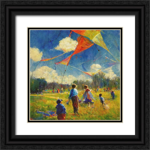 Colorful Kites I Black Ornate Wood Framed Art Print with Double Matting by Wiley, Marta