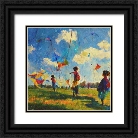 Colorful Kites II Black Ornate Wood Framed Art Print with Double Matting by Wiley, Marta
