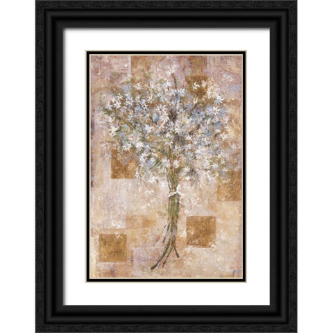 Blue Flowers Black Ornate Wood Framed Art Print with Double Matting by Wiley, Marta