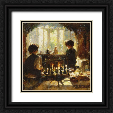Chess players II Black Ornate Wood Framed Art Print with Double Matting by Wiley, Marta
