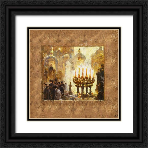 Abstract Menorah I Black Ornate Wood Framed Art Print with Double Matting by Wiley, Marta
