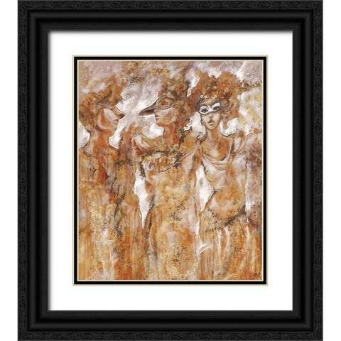 Masked Figures Black Ornate Wood Framed Art Print with Double Matting by Wiley, Marta