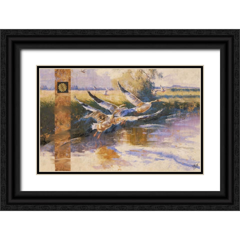 Geese I Black Ornate Wood Framed Art Print with Double Matting by Wiley, Marta