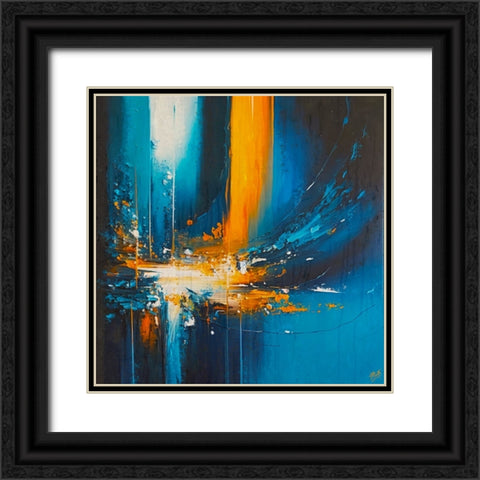Abstract Blue organge I Black Ornate Wood Framed Art Print with Double Matting by Wiley, Marta
