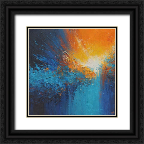 Abstract Blue organge II Black Ornate Wood Framed Art Print with Double Matting by Wiley, Marta