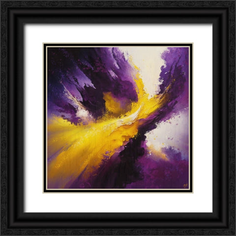 Abstract Yellow Purple Black Ornate Wood Framed Art Print with Double Matting by Wiley, Marta