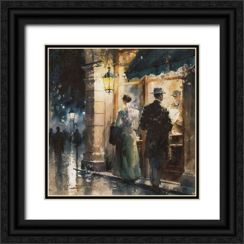 Paris Nights II Black Ornate Wood Framed Art Print with Double Matting by Wiley, Marta