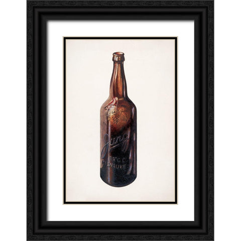 Beer Bottle 1940 Black Ornate Wood Framed Art Print with Double Matting by Stroh, Herman O.