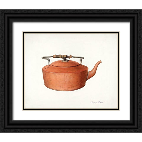 Copper Tea Kettle 1939 Black Ornate Wood Framed Art Print with Double Matting by Croe, Eugene