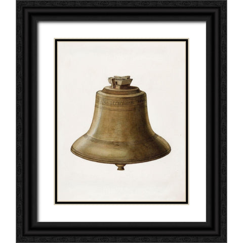 Courthouse Bell 1936 Black Ornate Wood Framed Art Print with Double Matting by Schwabe, Erwin