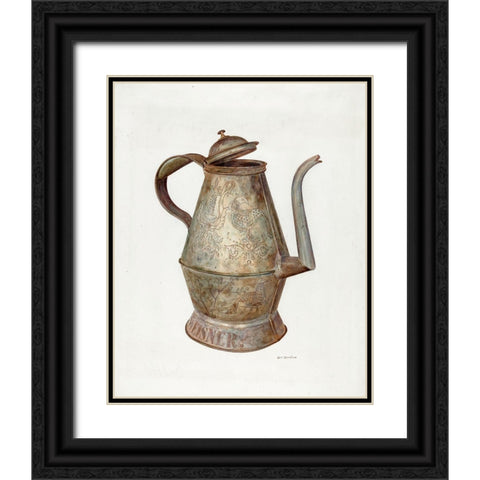 German Coffee Pot 1935 Black Ornate Wood Framed Art Print with Double Matting by Strehlau, Carl