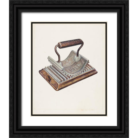 Hand Fluting Iron 1938 Black Ornate Wood Framed Art Print with Double Matting by Ford, Samuel W.