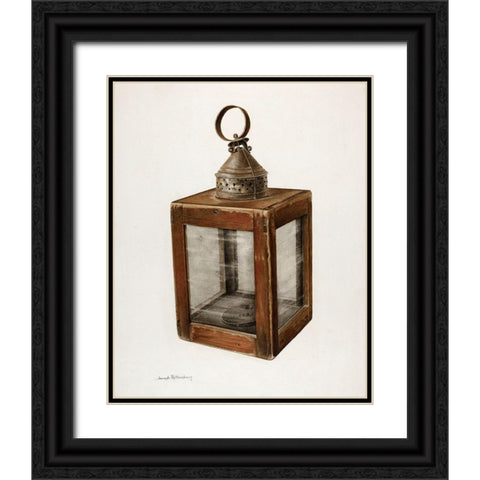 Hand Lantern 1938 Black Ornate Wood Framed Art Print with Double Matting by Rothenberg, Joseph
