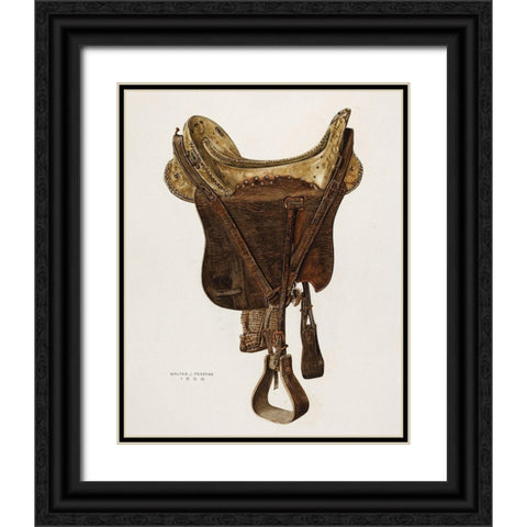 McLellan Saddle 1938 Black Ornate Wood Framed Art Print with Double Matting by Praefke, Walter