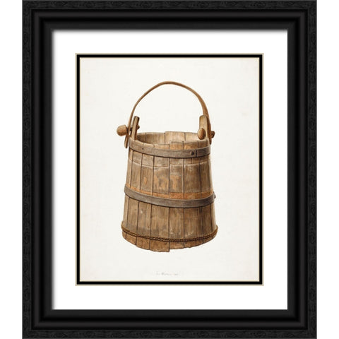Milk Bucket 1939 Black Ornate Wood Framed Art Print with Double Matting by Gielens, Jacob