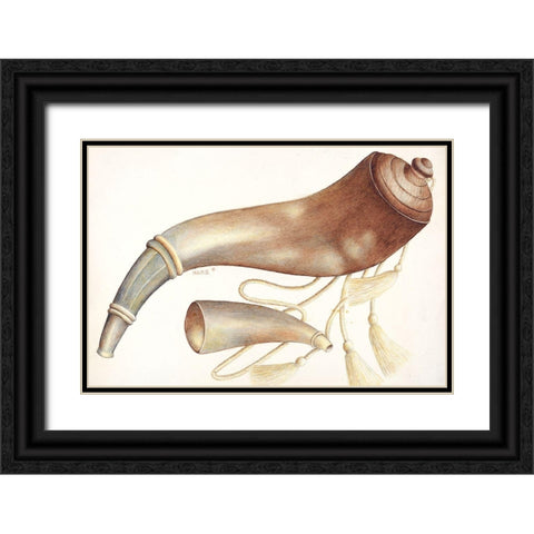 Powder Horn 1937 Black Ornate Wood Framed Art Print with Double Matting by Stottlemeyer, Margaret