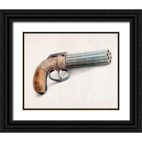 Revolving Pistol 1936 Black Ornate Wood Framed Art Print with Double Matting by Schwabe, Erwin