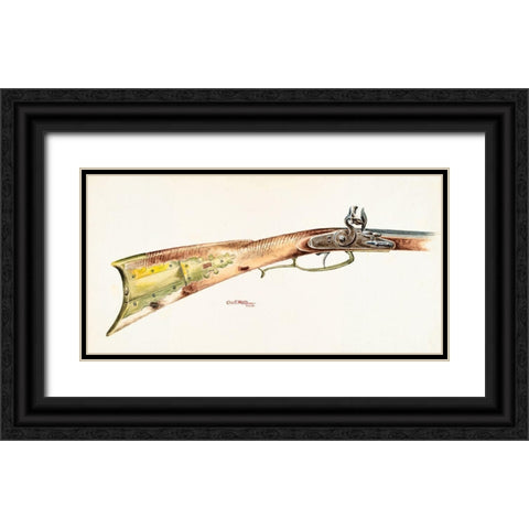 Rifle 1938 Black Ornate Wood Framed Art Print with Double Matting by Moss, Charles