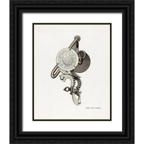 Ring Bit 1936 Black Ornate Wood Framed Art Print with Double Matting by Waddel, Harry Mann