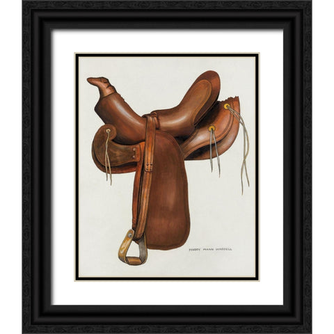 Saddle 1936 Black Ornate Wood Framed Art Print with Double Matting by Waddell, Harry Man